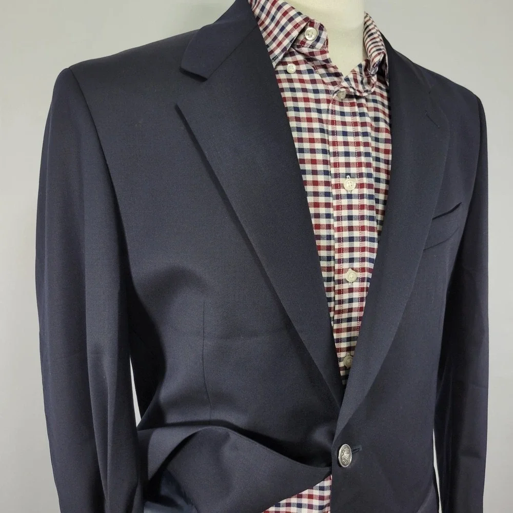 Van Heusen Men's‎ Sport Coat Blazer Two Button Navy Blue Wool Size 40L